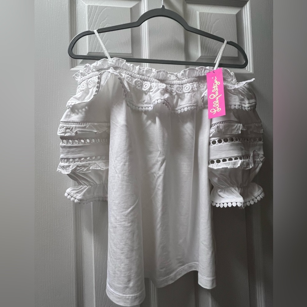 Lilly Pulitzer White Ruffled Blouse
